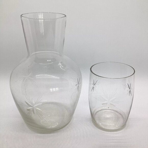 Vintage Bedside Water Carafe Tumble Up & Drinking Glass - Picture 3 of 5
